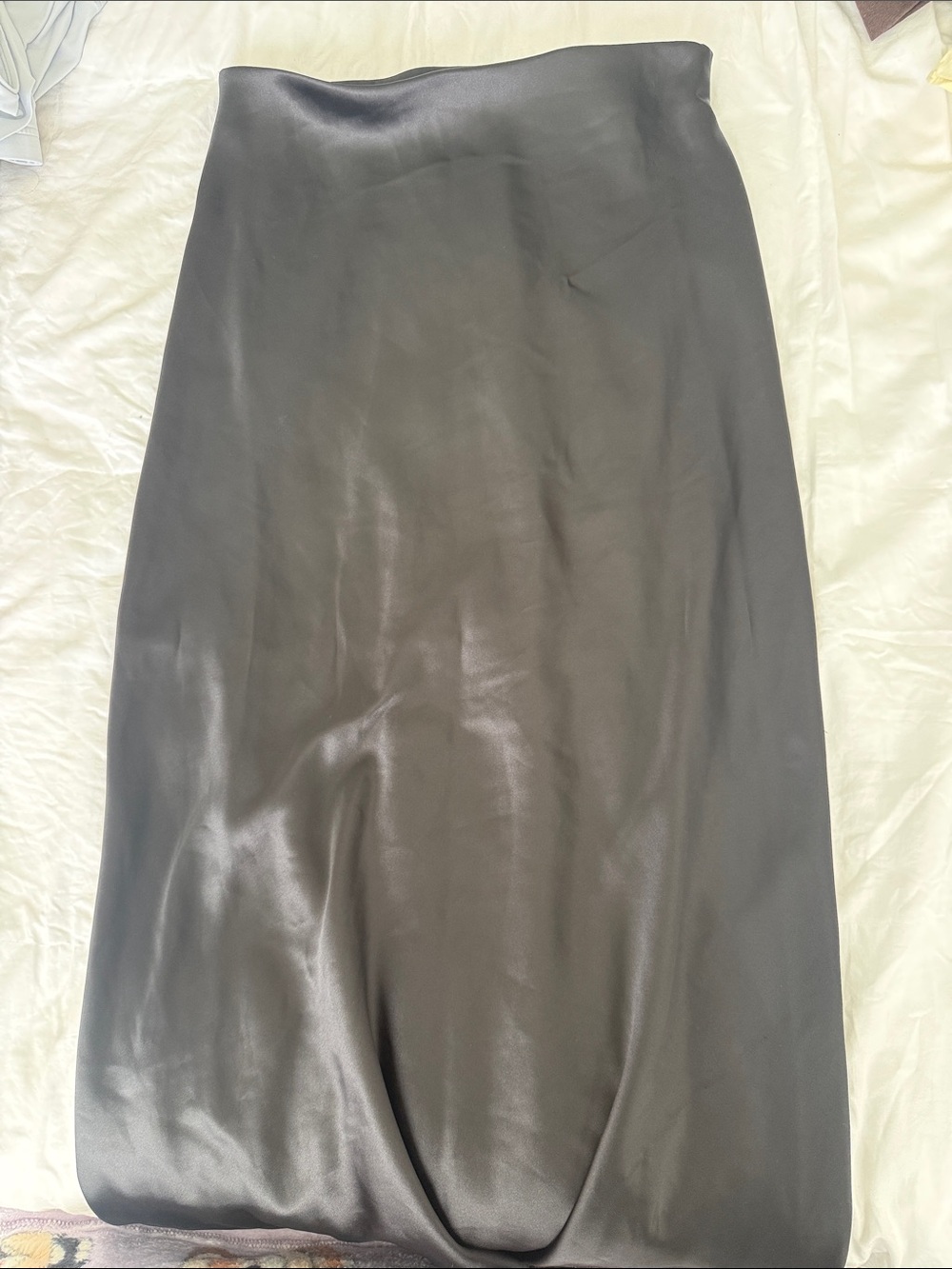 Black Satin Midi Skirt